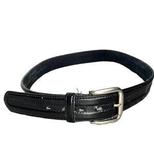 Black Italian leather belt square buckle 36-38